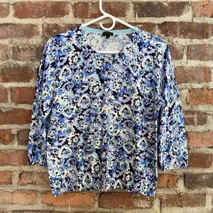 Talbots Floral 3/4 Sleeve Cardigan